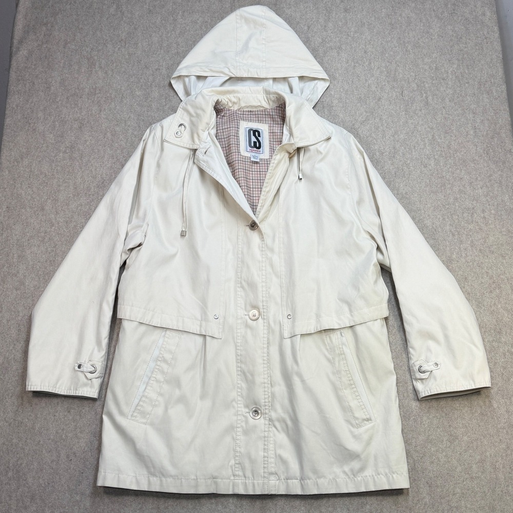 Vintage Current Seen CS Signature Hooded Anorak Jacket Womens M Cream Coastal